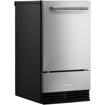 KitchenAid 18 Inch Freestanding/Built-In Undercounter Clear Ice Maker with 35 lbs. Ice Storage Capacity, Drop-Down Door, PrintShield™ Finish, Fully Flush Installation, Self-Cleaning Cycle, Filter-Ready, Built-In Drain Pump System, and Max Ice: PrintShield™ Stainless Steel — thumbnail 11